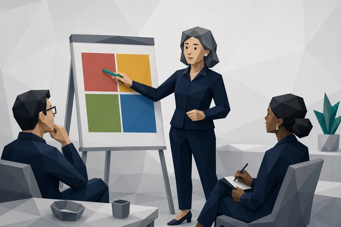 A facilitator at a flipchart showing the four DISC quadrants